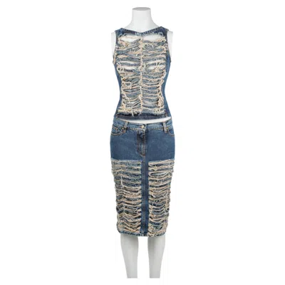 Pre-owned Plein Sud Jeans Y2k Distressed Denim Two-piece Set Worn By Mary J. Blige Size S In Gray