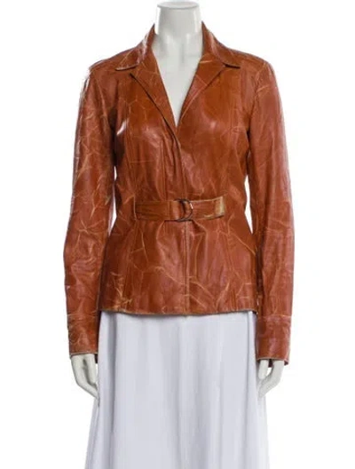 Pre-owned Plein Sud Leather Biker Jacket In Orange