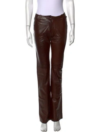 Pre-owned Plein Sud Leather Straight Leg Pants In Brown