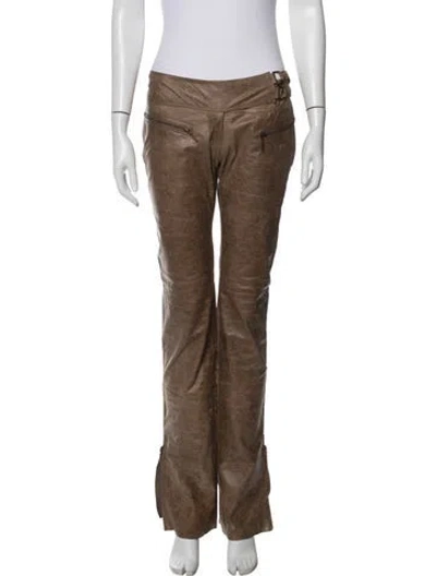 Pre-owned Plein Sud Leather Straight Leg Pants In Brown