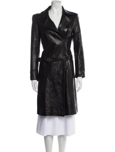 Pre-owned Plein Sud Leather Trench Coat In Blue
