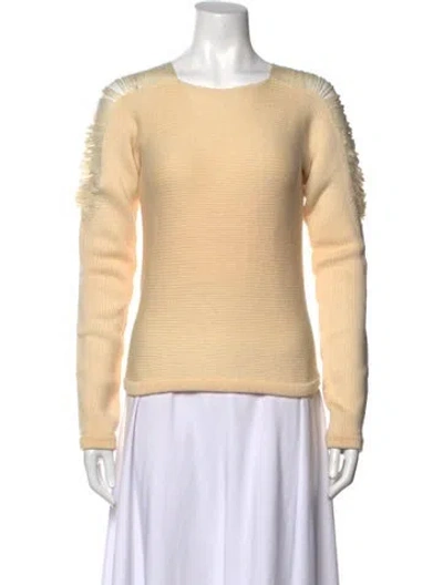 Pre-owned Plein Sud Merino Wool Square Neckline Sweater In Neutrals/yellow