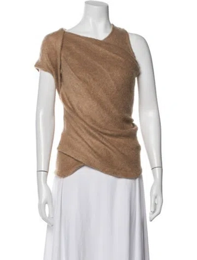 Pre-owned Plein Sud Mohair Asymmetrical Sweater In Brown