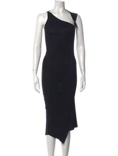 Pre-owned Plein Sud One-shoulder Midi Length Dress In Black