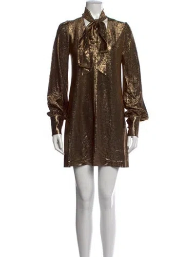 Pre-owned Plein Sud Patterned Mini Dress In Gold