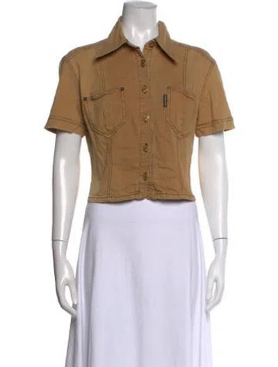 Pre-owned Plein Sud Short Sleeve Button-up Top In Brown