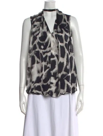 Pre-owned Plein Sud Silk Animal Print Top In Multi