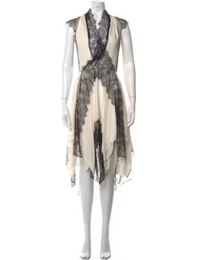 Pre-owned Plein Sud Silk Midi Length Dress In Neutrals