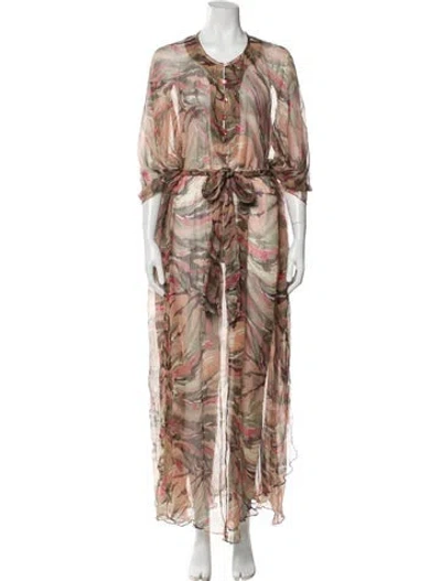 Pre-owned Plein Sud Silk Printed Nightgown In Neutral