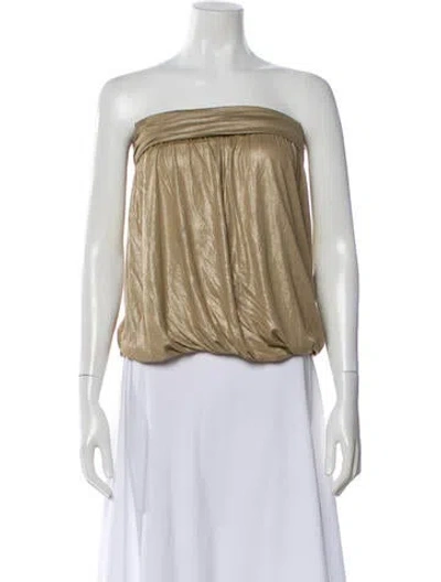 Pre-owned Plein Sud Silk Strapless Top W/ Tags In Gold
