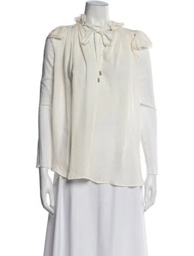 Pre-owned Plein Sud Silk V-neck Blouse In White