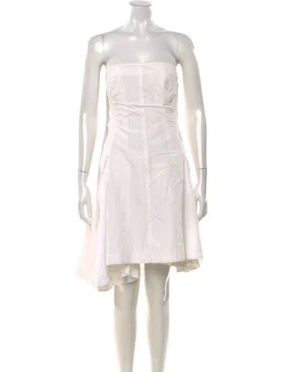 Pre-owned Plein Sud Strapless Knee-length Dress In White