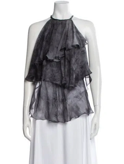 Pre-owned Plein Sud Tie-dye Print Halterneck Top In Black