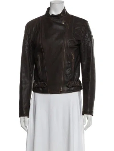 Pre-owned Plein Sud Vintage Late 1990's - Early 2000's Biker Jacket In Brown