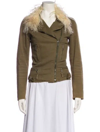 Pre-owned Plein Sud Vintage Late 1990's - Early 2000's Fur Jacket In Green