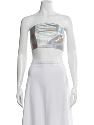 Pre-owned Plein Sud Vintage Strapless Crop Top In Silver