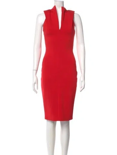 Pre-owned Plein Sud V-neck Midi Length Dress In Red