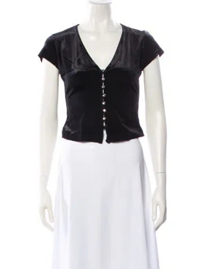 Pre-owned Plein Sud V-neck Short Sleeve Top In Black