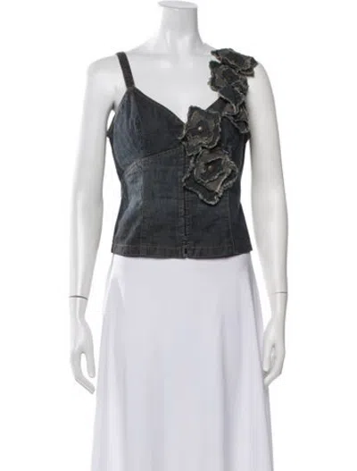 Pre-owned Plein Sud V-neck Sleeveless Top In Black