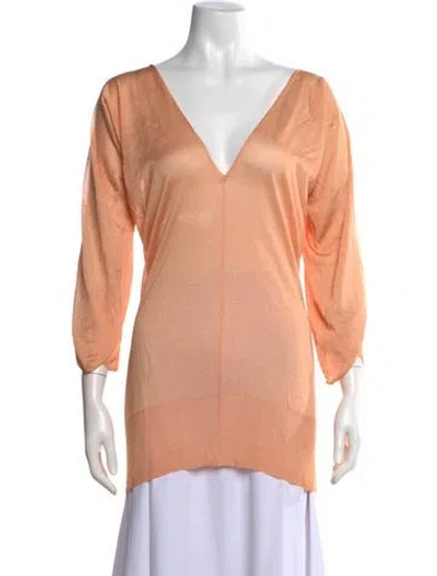 Pre-owned Plein Sud V-neck Three-quarter Sleeve Top In Orange
