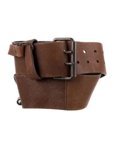 Pre-owned Plein Sud Wide Leather Waist Belt In Brown