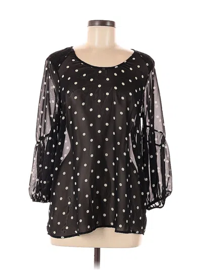Pre-owned Pleione 3/4 Sleeve Blouse In Black