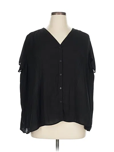Pre-owned Pleione 3/4 Sleeve Blouse In Black