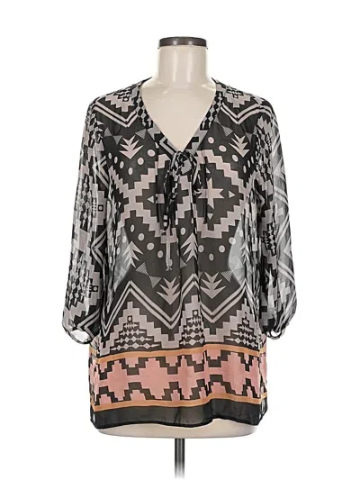 Pre-owned Pleione 3/4 Sleeve Blouse In Black