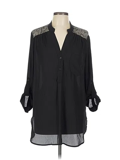 Pre-owned Pleione 3/4 Sleeve Blouse In Black
