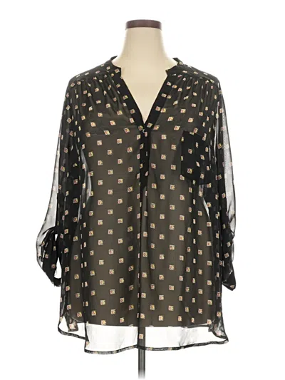 Pre-owned Pleione 3/4 Sleeve Blouse In Black
