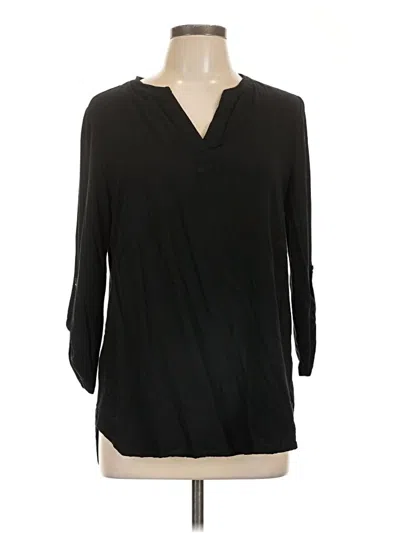 Pre-owned Pleione 3/4 Sleeve Blouse In Black