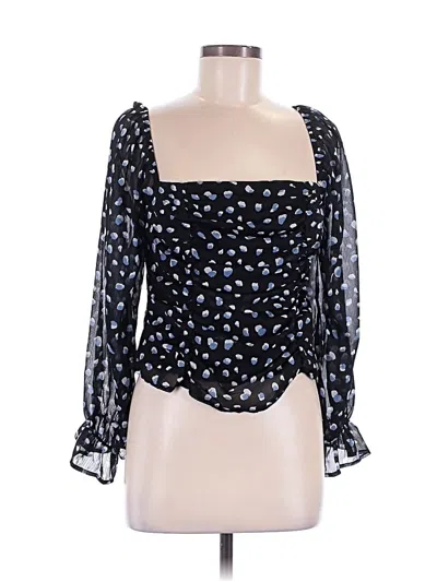 Pre-owned Pleione 3/4 Sleeve Blouse In Black