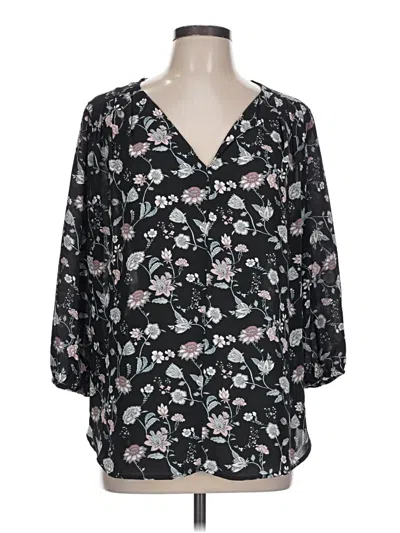 Pre-owned Pleione 3/4 Sleeve Blouse In Black