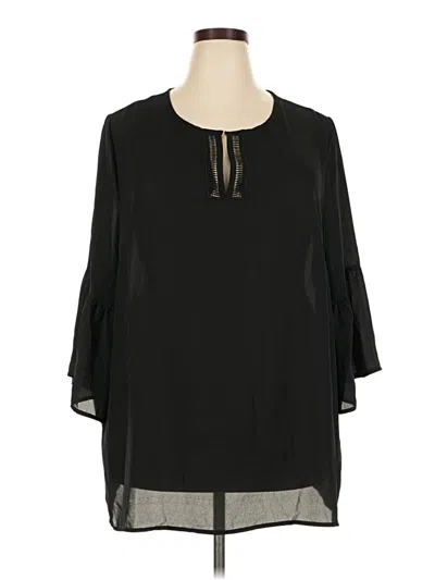 Pre-owned Pleione 3/4 Sleeve Blouse In Black