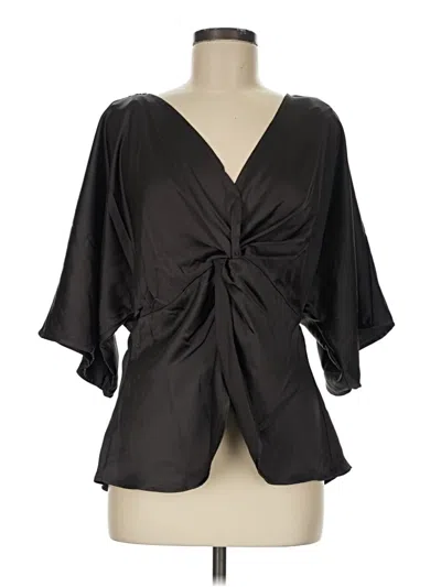 Pre-owned Pleione 3/4 Sleeve Blouse In Black