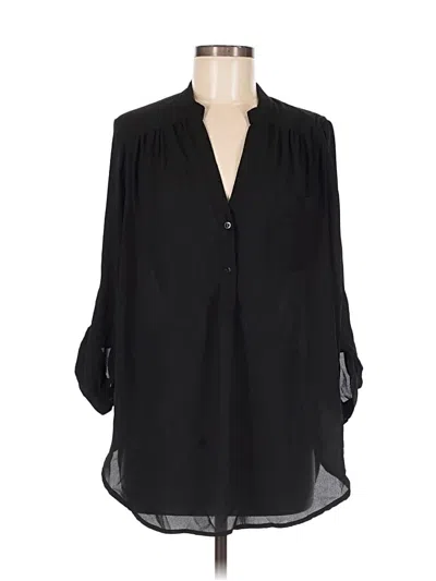 Pre-owned Pleione 3/4 Sleeve Blouse In Black