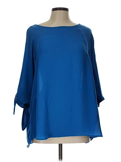 Pre-owned Pleione 3/4 Sleeve Blouse In Blue
