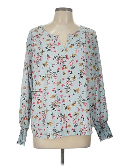 Pre-owned Pleione 3/4 Sleeve Blouse In Blue