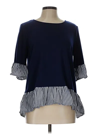 Pre-owned Pleione 3/4 Sleeve Blouse In Blue