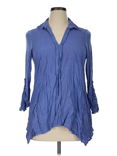 Pre-owned Pleione 3/4 Sleeve Blouse In Blue