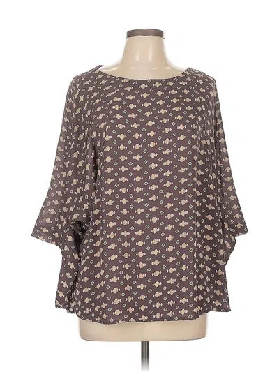 Pre-owned Pleione 3/4 Sleeve Blouse In Brown