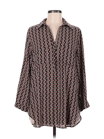 Pre-owned Pleione 3/4 Sleeve Blouse In Brown