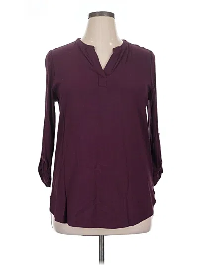 Pre-owned Pleione 3/4 Sleeve Blouse In Burgundy