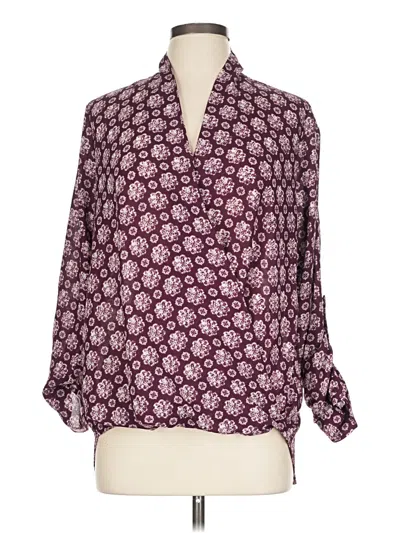 Pre-owned Pleione 3/4 Sleeve Blouse In Burgundy
