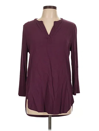 Pre-owned Pleione 3/4 Sleeve Blouse In Burgundy