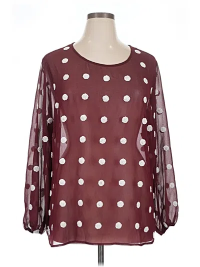Pre-owned Pleione 3/4 Sleeve Blouse In Burgundy