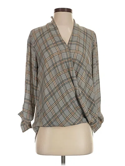 Pre-owned Pleione 3/4 Sleeve Blouse In Gray