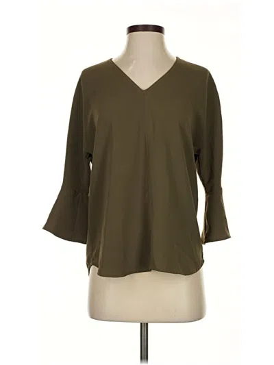 Pre-owned Pleione 3/4 Sleeve Blouse In Green