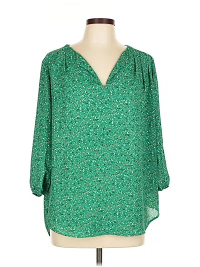Pre-owned Pleione 3/4 Sleeve Blouse In Green