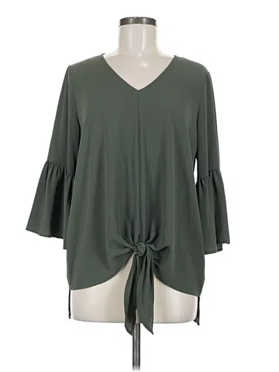 Pre-owned Pleione 3/4 Sleeve Blouse In Green